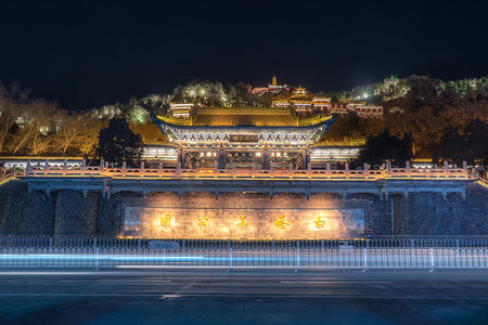 东莞城区夜景摄影照片_兰州地标白塔山公园夜景摄影图配图