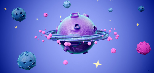 疫情病毒星球卡通c4d