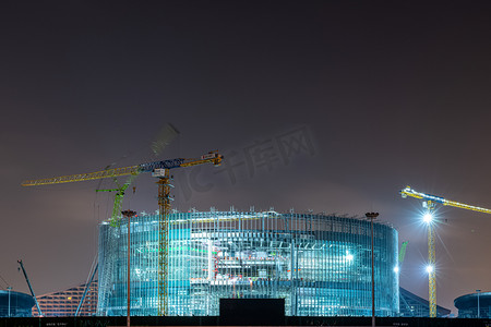 武汉城市建筑夜晚建筑工厂慢门摄影图配图