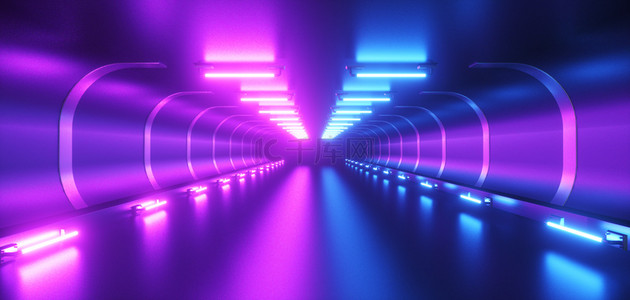 霓虹隧道蓝色c4d背景