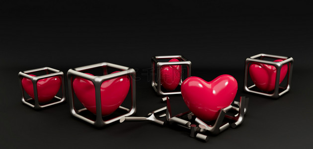 情人节爱心暗调粉色c4d打破禁锢