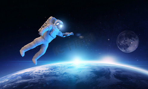 太空飞船矢量图摄影照片_中国宇航员航天日创意合成摄影图配图