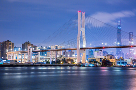 上海高架摄影照片_上海城市景观，南浦大桥渡河