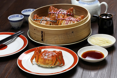 蟹籽摄影照片_上海大闸蟹中餐