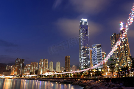 香港之夜城市景观摩天大楼