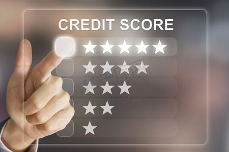 信贷专员岗位摄影照片_商业推手信用评分在虚拟屏幕上
