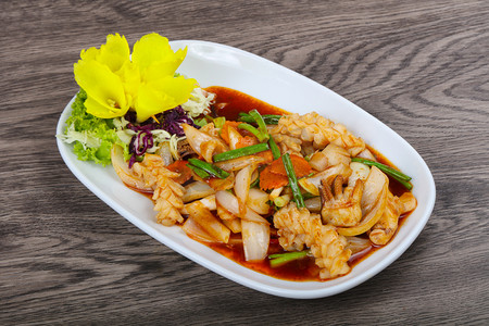 亚洲泰国摄影照片_亚洲美食鱿鱼汁