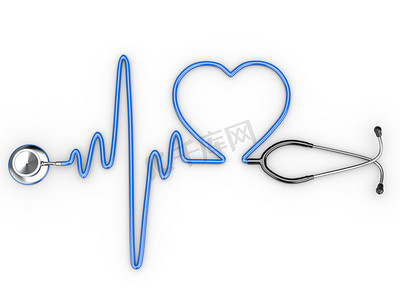 心电图和心脏形状的听诊器