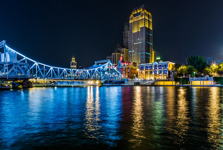 城市摄影照片_天津市海河美丽夜景