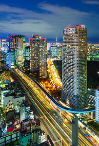 东京都港区，日本的摩天大楼的鸟瞰图