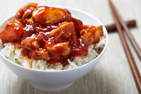 糖醋小排摄影照片_sladkokyselé kuře na rýži以大米为主食的糖醋鸡