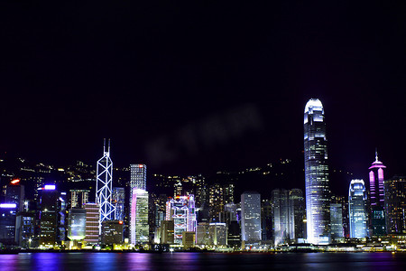 香港天际线现代建筑夜景
