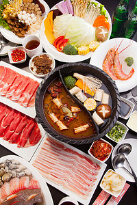 中式火锅涮肉美食美味食物
