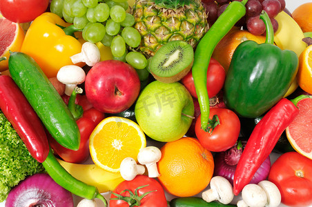 购物摄影照片_新鲜水果和蔬菜