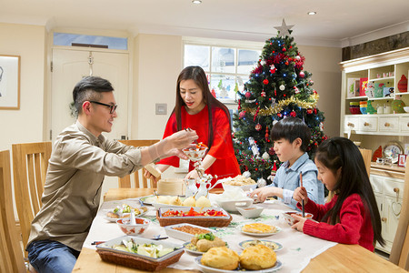 朝鲜族聚餐摄影照片_家人在一起过圣诞聚餐