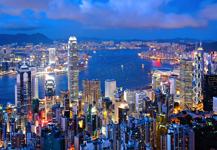 香港尖沙咀摄影照片_香港的夜市夜景灯光图片