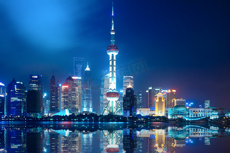 商务摄影照片_夜上海的天际线