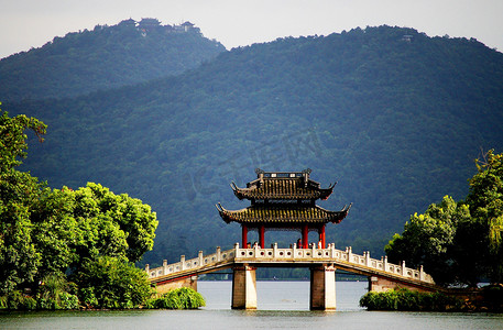 宋代背子摄影照片_中国西部湖、 杭州市亭桥