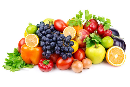 水果摄影照片_一给不同水果和蔬菜的蔬菜水果堆