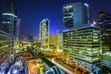 城市夜景模糊摄影照片_曼谷城市夜景