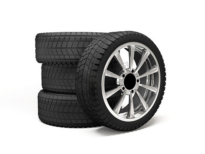 Set four tyres. 3d rendering