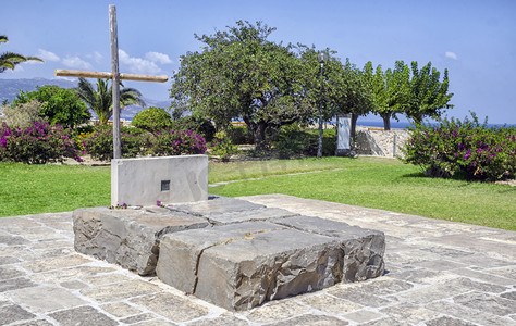 伊拉克利翁, 克里特岛/希腊。著名的希腊作家和哲学家尼科斯卡赞扎基斯的坟墓. 