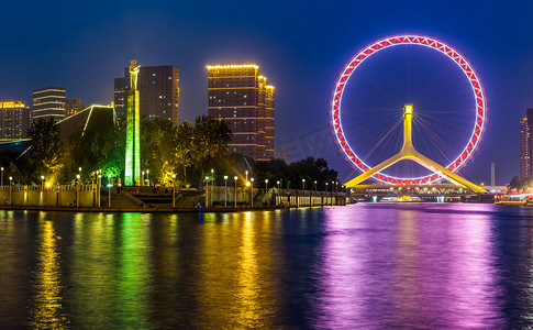 水摄影照片_天津市海河美丽夜景