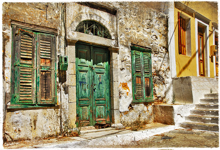 趣味画报摄影照片_迷人的老街道的希腊群岛
