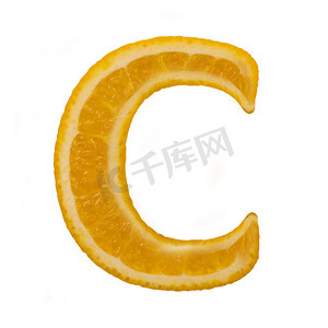 七折字体摄影照片_柑橘的字体。字母 c