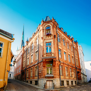 街道和部分老城建筑爱沙尼亚首都塔林