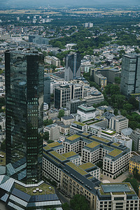 德国法兰克福的摩天大楼和建筑鸟瞰城市景观 