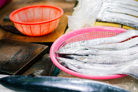 家常带鱼摄影照片_带鱼, cutlassfish 在韩国鱼市场
