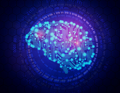 抽象的数字大脑上深蓝色背景中。3d 渲染