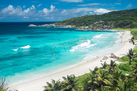 查看点摄影照片_壮观的海滩，在塞舌尔群岛