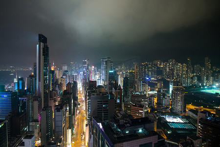香港夜景的屋顶.