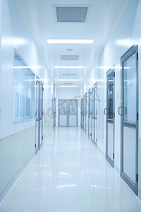 医疗窗口摄影照片_实验室走廊