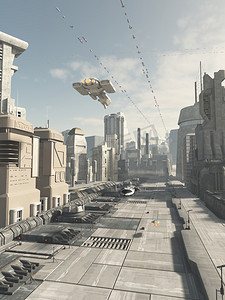 科幻未来城市的街道