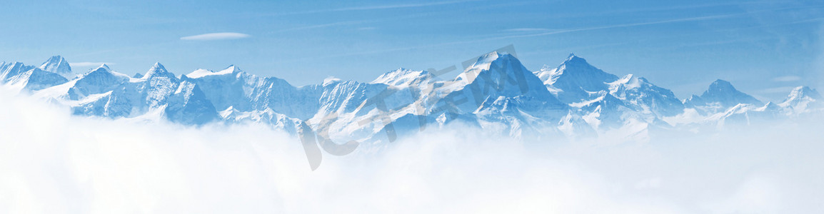 Panorama of Snow Mountain Landscape Alps