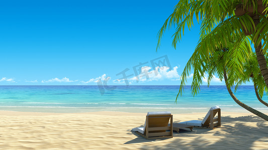夏季旅游热带海滩椅子.