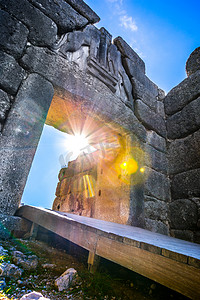 网站入口摄影照片_锡尼在 Mykines 村附近的考古遗址, 古墓葬, 巨型城墙和著名的狮子门, 奔, 希腊