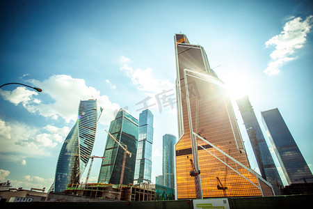 国际商务公司摄影照片_莫斯科市国际商务中心摩天大楼