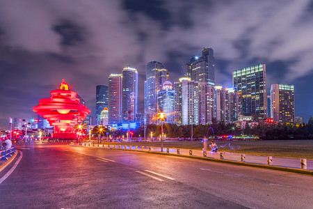 天空摄影照片_青岛市夜景