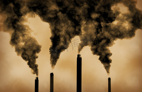 戏剧化摄影照片_全球变暖工厂排放污染