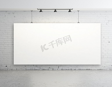 白色白色框摄影照片_墙上的横幅