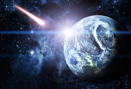 银河星球摄影照片_天文小行星撞击地球