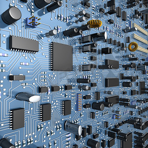 幻想电路板或微电路与处理器的主板。技术图