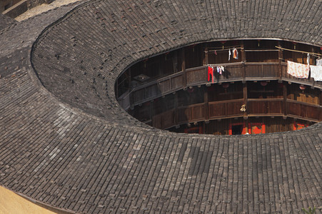 天安们建筑摄影照片_ 中国福建省土楼天楼洞楼群, 福建省亚洲