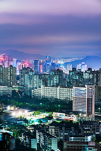 水墨中国风免费摄影照片_在夜晚的深圳市，中国的城市景观