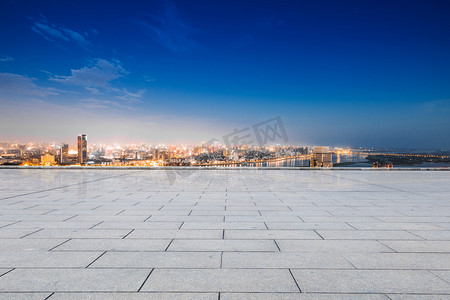 城市景观和天际线的杭州从空砖地板
