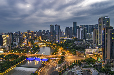 城市夜景道路摄影照片_成都夜景 